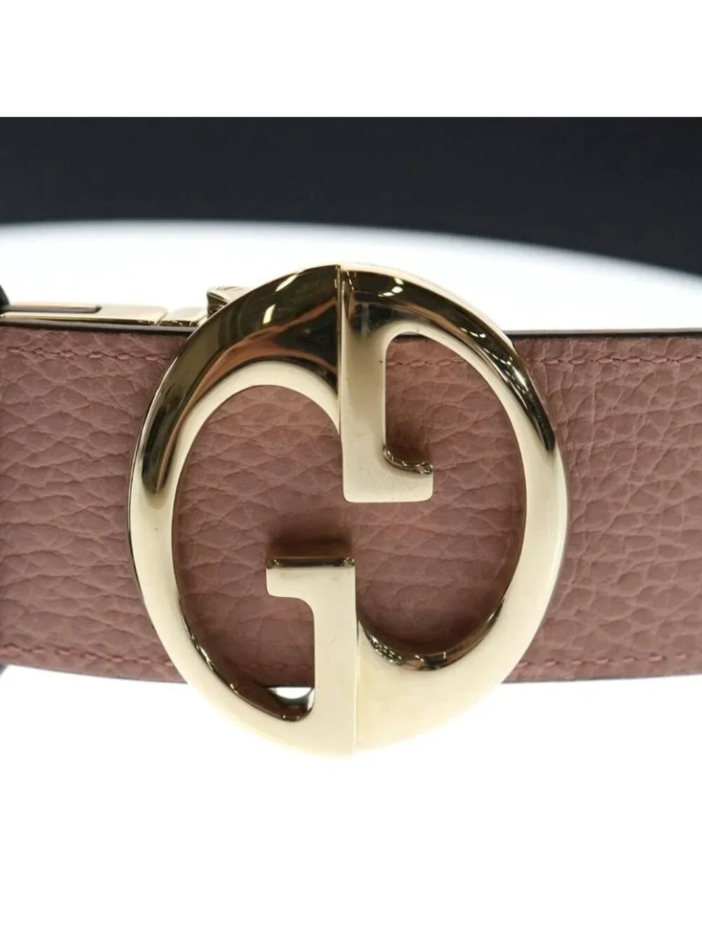 Gucci Interlocking Logo Buckle Reversible Leather Belt Gold Pink - Picture 5 of 6